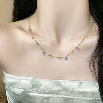 金色海藍寶水滴項鍊－第二視角實拍｜https://igowo.tw/