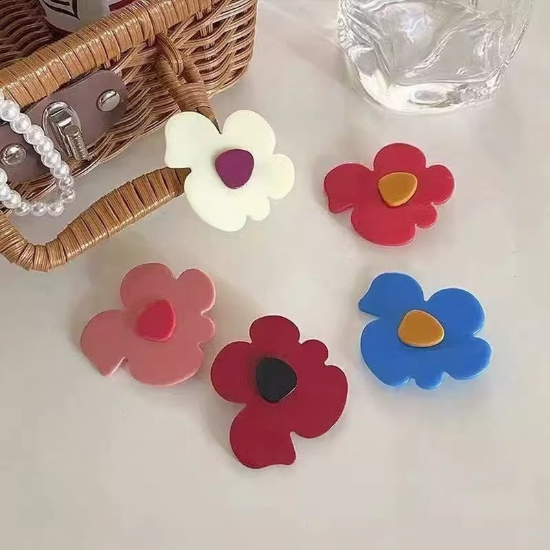 繽紛花朵簡約髮夾－花朵髮夾-粉色款實拍｜https://igowo.tw/