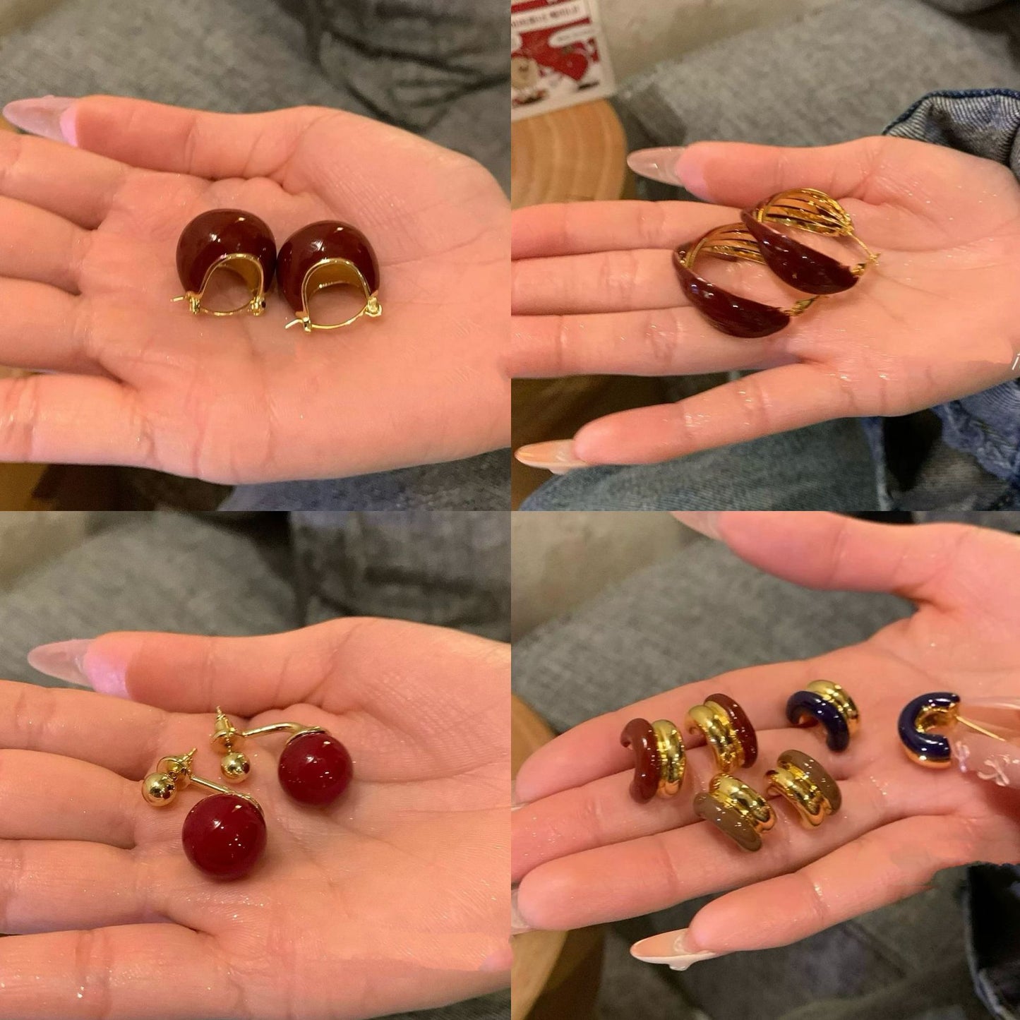 銀針安可拉紅色愛心耳釘小眾一款兩戴耳環時尚氣質輕奢高級感耳飾