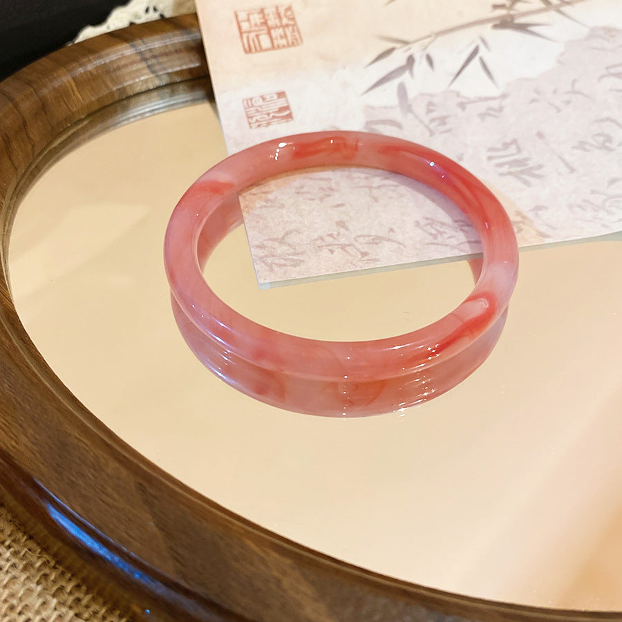 一步一響玉髓暈染圓條手鐲2026新款清冷感手環氣質輕奢高級感手飾