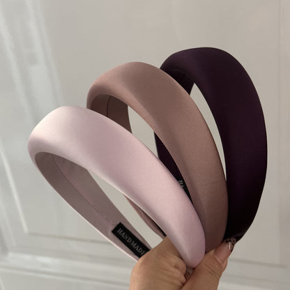 寬版復古髮箍－緞面寬版箍-深紫款實拍｜https://igowo.tw/
