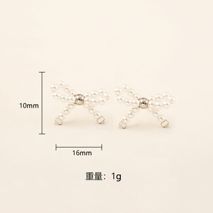 串珠蝴蝶結簡約耳釘