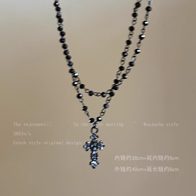 十字雙層多層復古項鍊