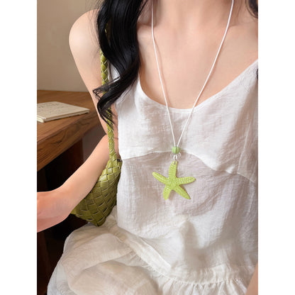 藍色海星長版項鍊－綠色款細節｜https://igowo.tw/