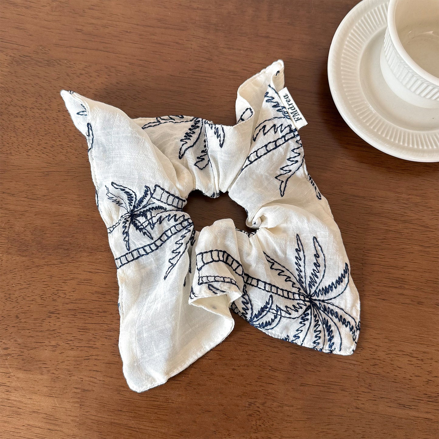 網紗大腸圈刺繡髮圈