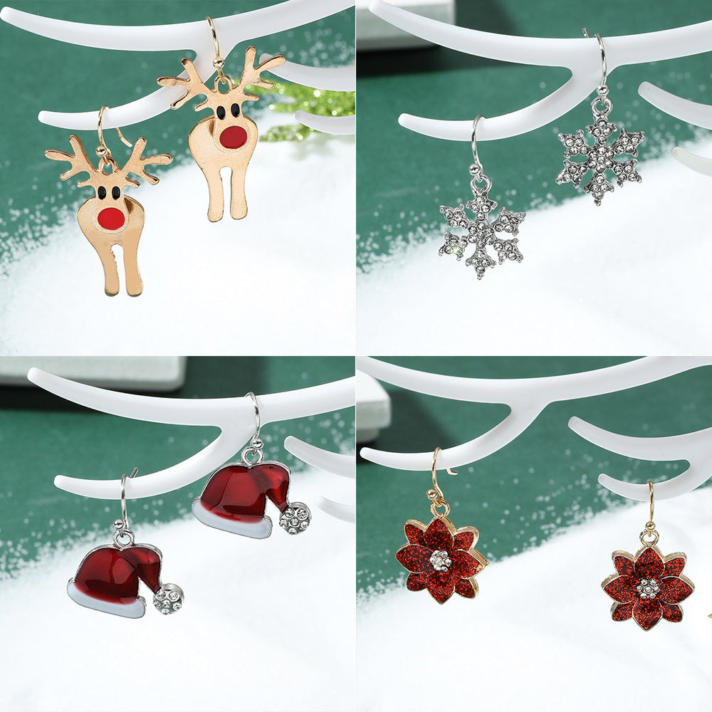 琺瑯雪花小鹿耳釘－細節特寫1｜https://igowo.tw/