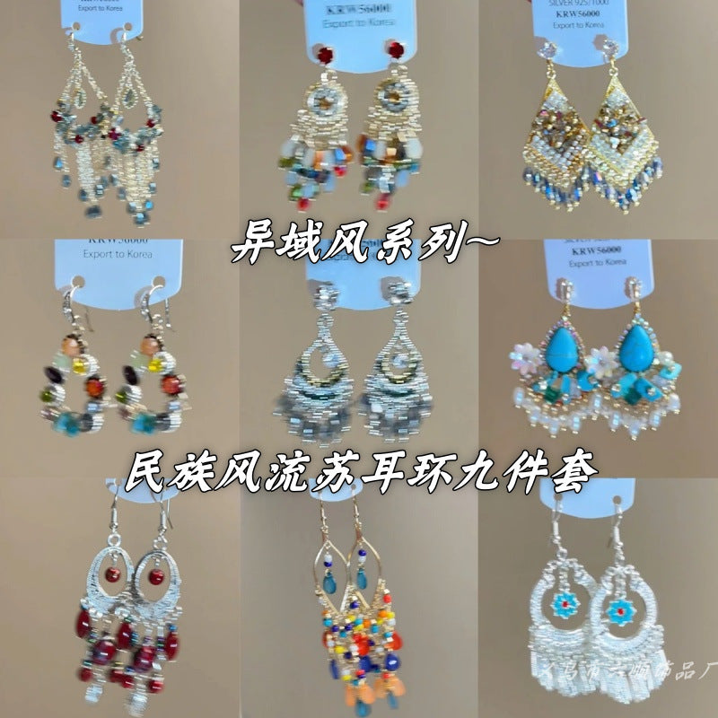 銀針流蘇鑲鑽耳釘－商品主圖｜https://igowo.tw/