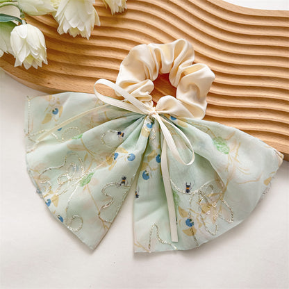 緞帶碎花刺繡髮圈