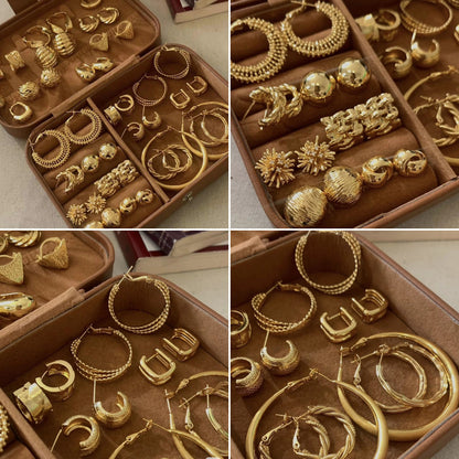 金色金屬簡約耳環－商品主圖｜https://igowo.tw/