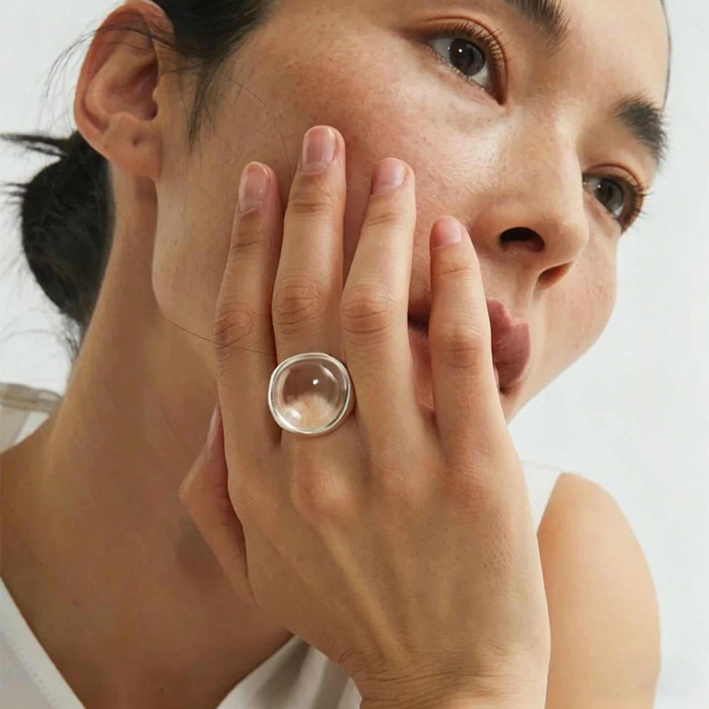 水晶可調式簡約戒指－商品主圖｜https://igowo.tw/