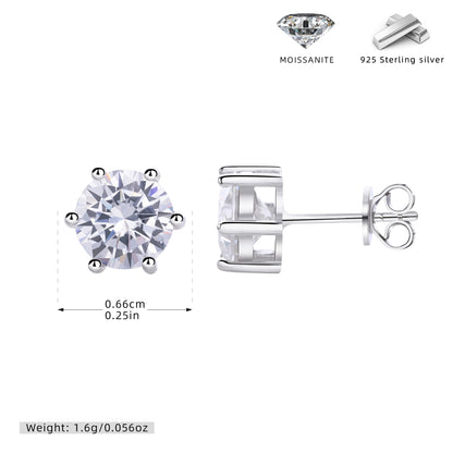 S925 新款耳釘幾何形六爪莫桑石精致耳飾輕奢高級流蘇飾品
