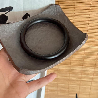 木質圓形紋理手鐲復古民族風時尚簡約百搭手環個性小眾設計感手飾
