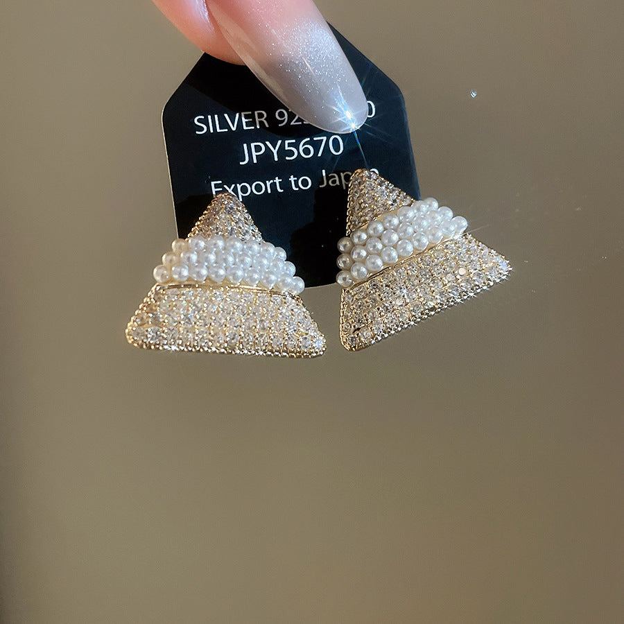 耳夾~18k真金電鍍鋯石幾何珍珠耳夾復古氣質耳環輕奢高級感耳飾女