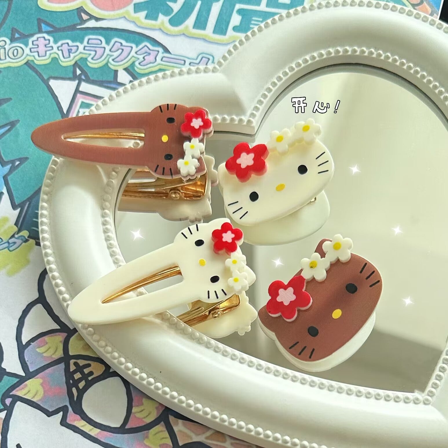 白色貓咪卡通髮夾－商品主圖｜https://igowo.tw/