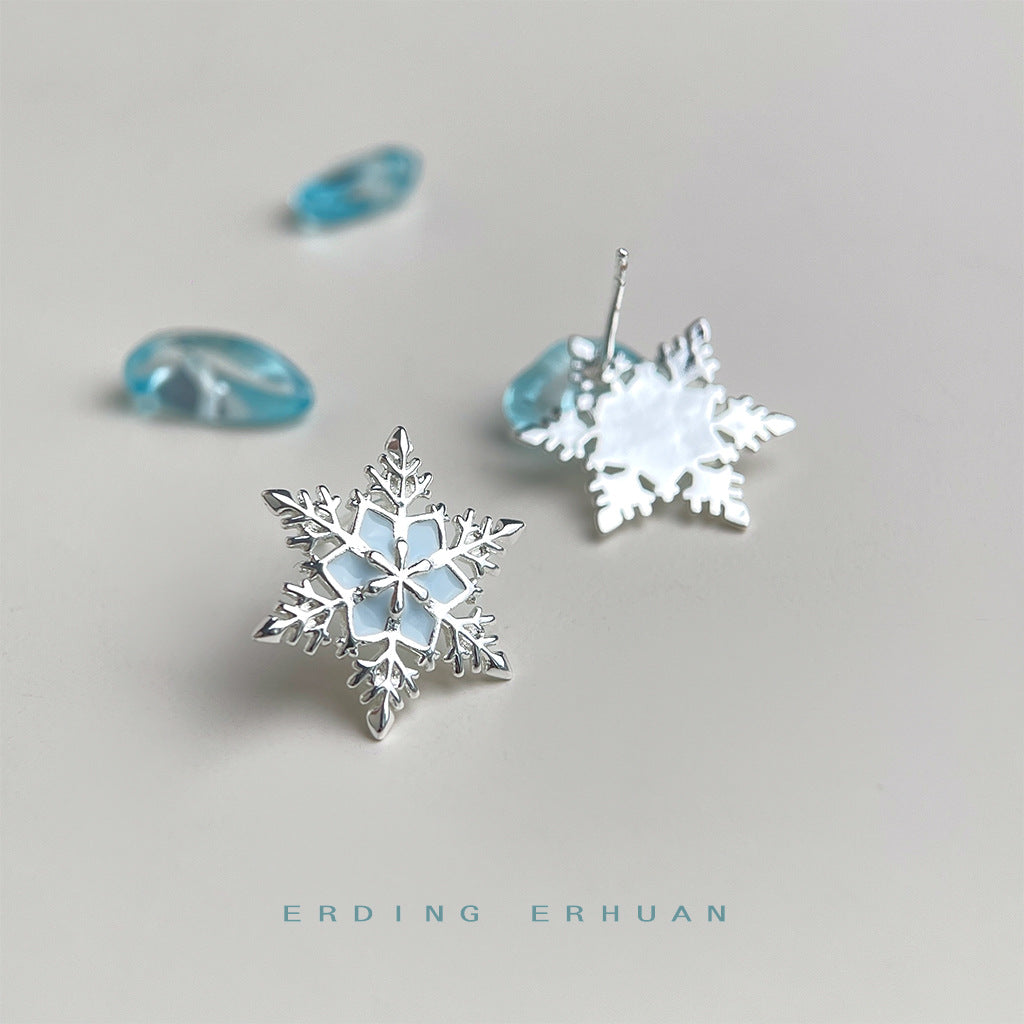 銀針雪花耳釘