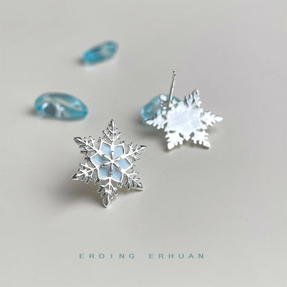 銀針雪花耳釘