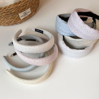 彩色波點寬版髮箍－黃色窄版髮箍款細節｜https://igowo.tw/