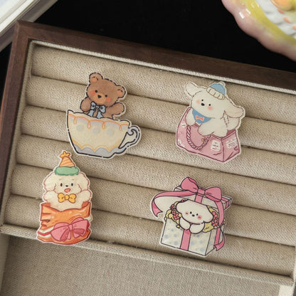 白色壓克力小狗髮夾－商品主圖｜https://igowo.tw/