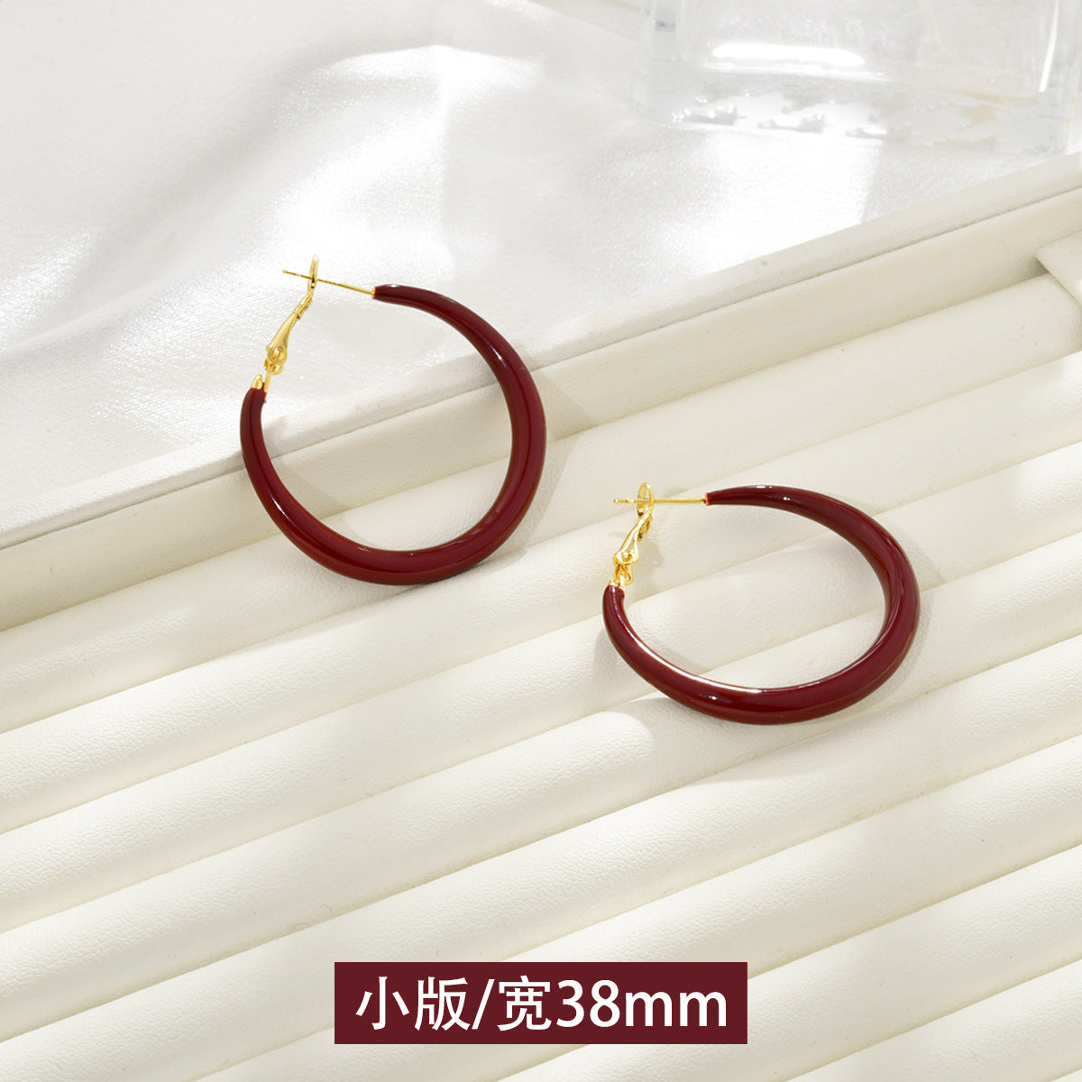 復古紅圓圈誇張耳環