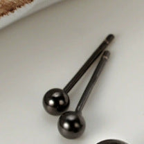 S925 純銀耳釘潮男女簡約小巧黑色光珠耳飾品養耳洞耳骨釘