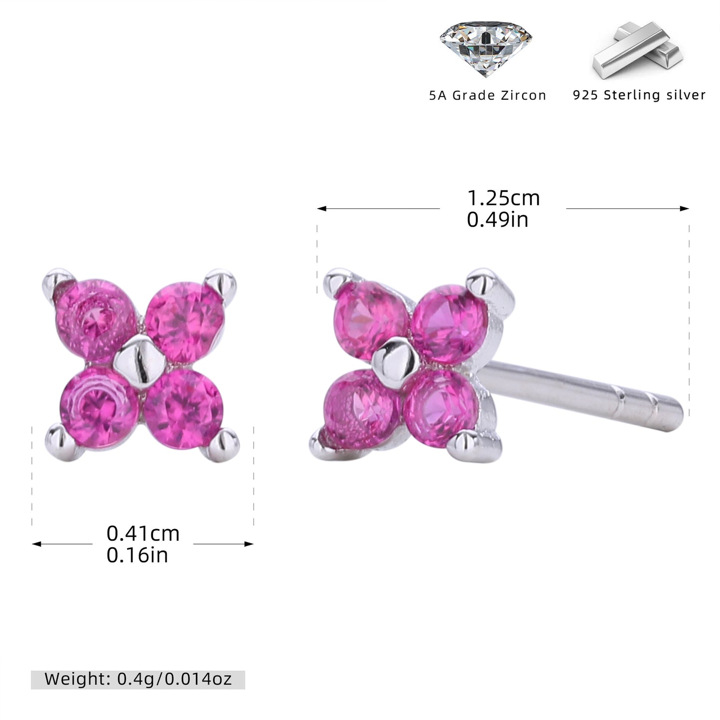 S925 耳釘四瓣小花多色迷你耳飾百搭小眾高級感飾品