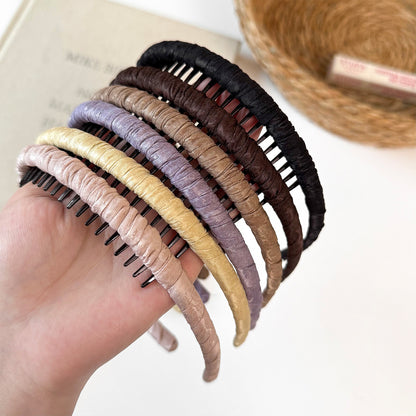 布面纏繞簡約髮箍－紫色款實拍｜https://igowo.tw/
