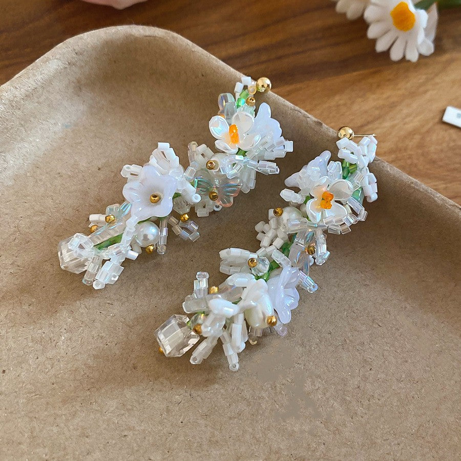 繽紛花朵圓形編織耳釘－細節特寫19｜https://igowo.tw/