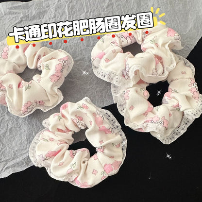 白色蕾絲大腸圈髮圈－商品主圖｜https://igowo.tw/