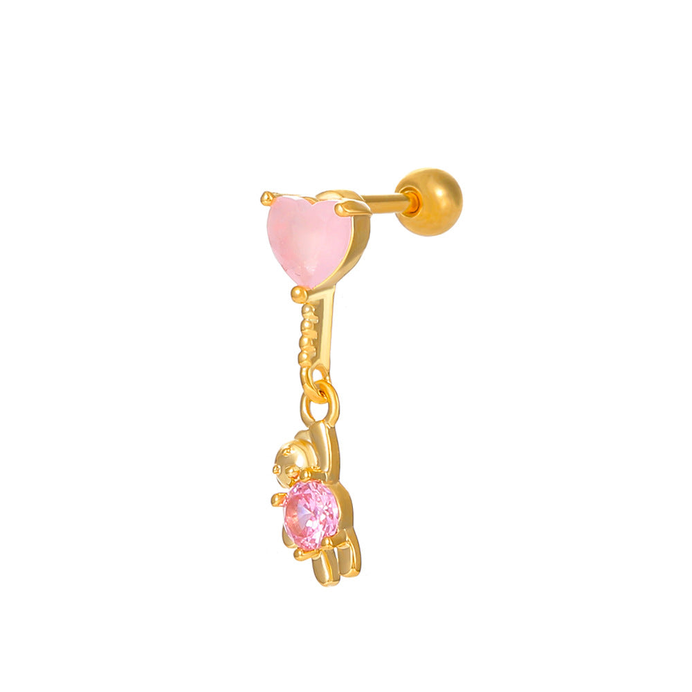 繽紛鋯石愛心月亮耳釘－穿心箭K-360款細節8｜https://igowo.tw/