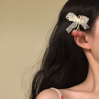 田園風甜美蝴蝶蕾絲發夾超仙絕美設計感鴨嘴夾夏日清新百搭發飾女