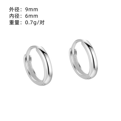 S925 光面素圈耳環女日韓極簡小眾百搭養耳洞耳圈夏季免摘耳扣