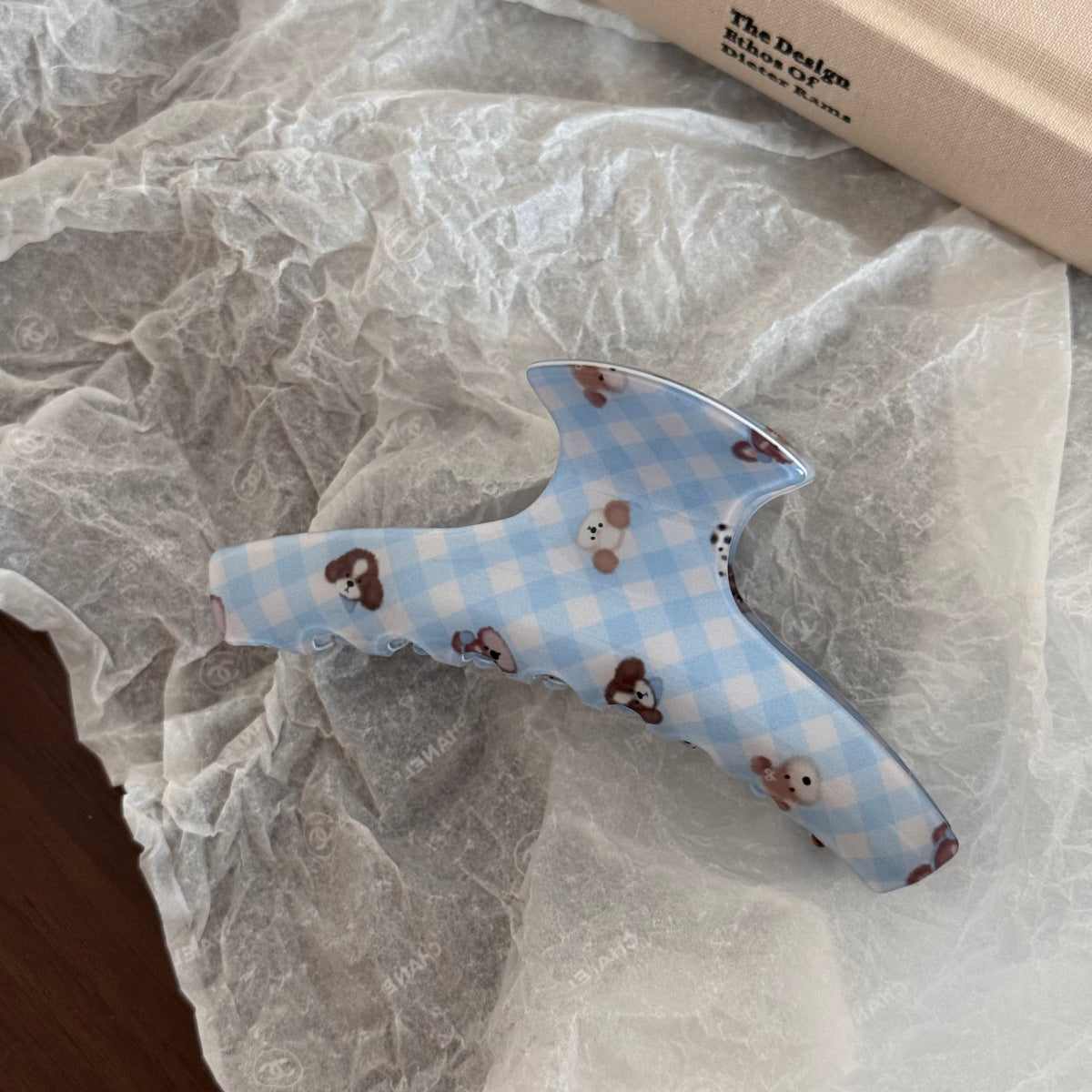 藍色格紋小狗鯊魚夾