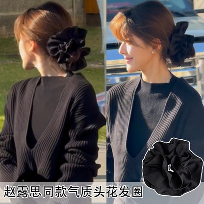 黑色大腸圈髮圈－第二視角實拍｜https://igowo.tw/