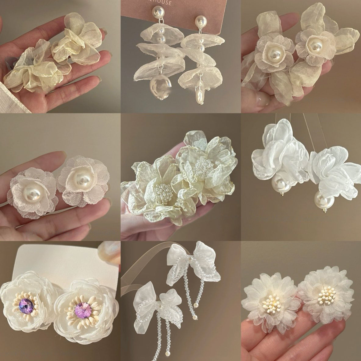 珍珠銀針花朵耳釘－商品主圖｜https://igowo.tw/