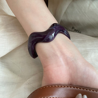 不規則波浪亞克力開口手鐲簡約森系ins手環女小眾高級感手飾批發