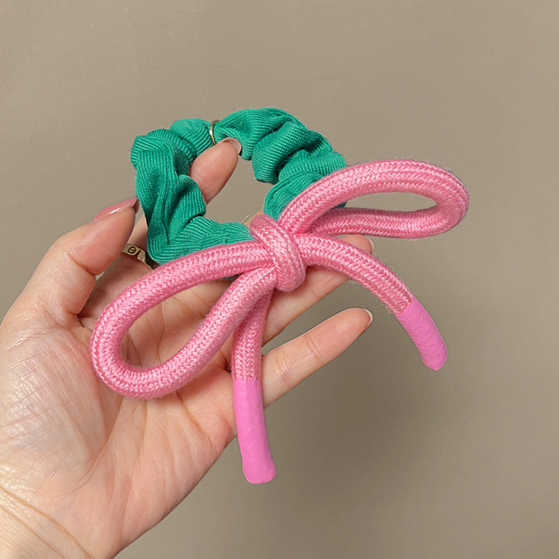 粉色蝴蝶結大腸圈髮圈