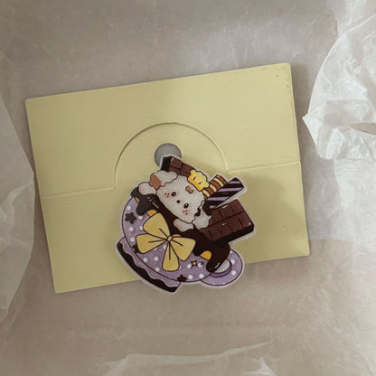 棕色壓克力小狗髮夾