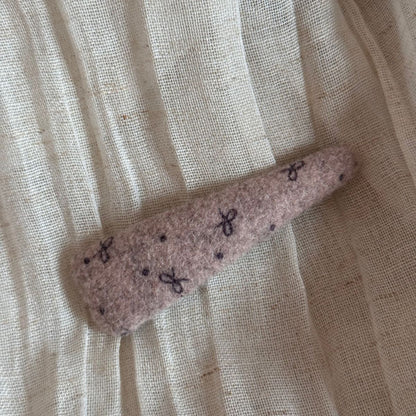 絨面布面蝴蝶結髮夾