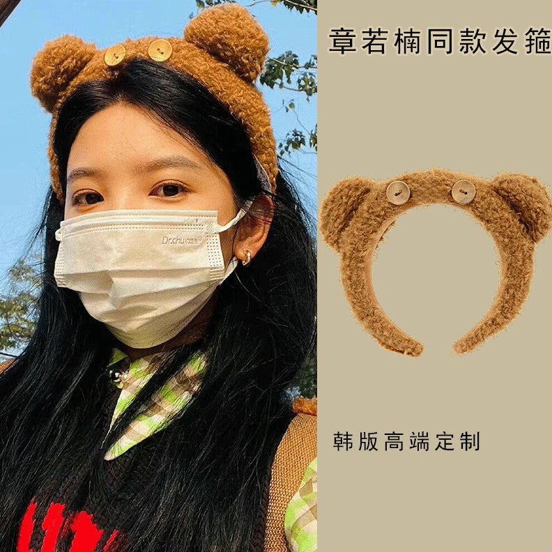 絨面小熊寬版髮箍－商品主圖｜https://igowo.tw/