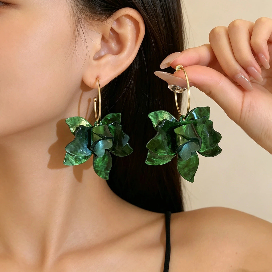 水晶花朵耳環