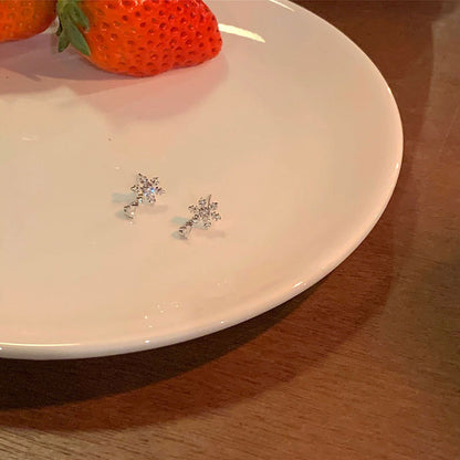 圣誕節鋯石雪花耳釘氣質高級感百搭耳環冷淡風小眾時尚輕奢耳飾女
