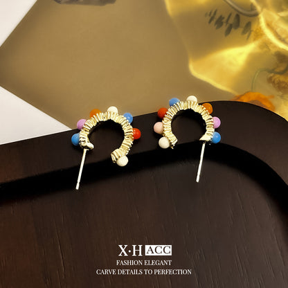 彩色銀針C形耳釘－商品主圖｜https://igowo.tw/