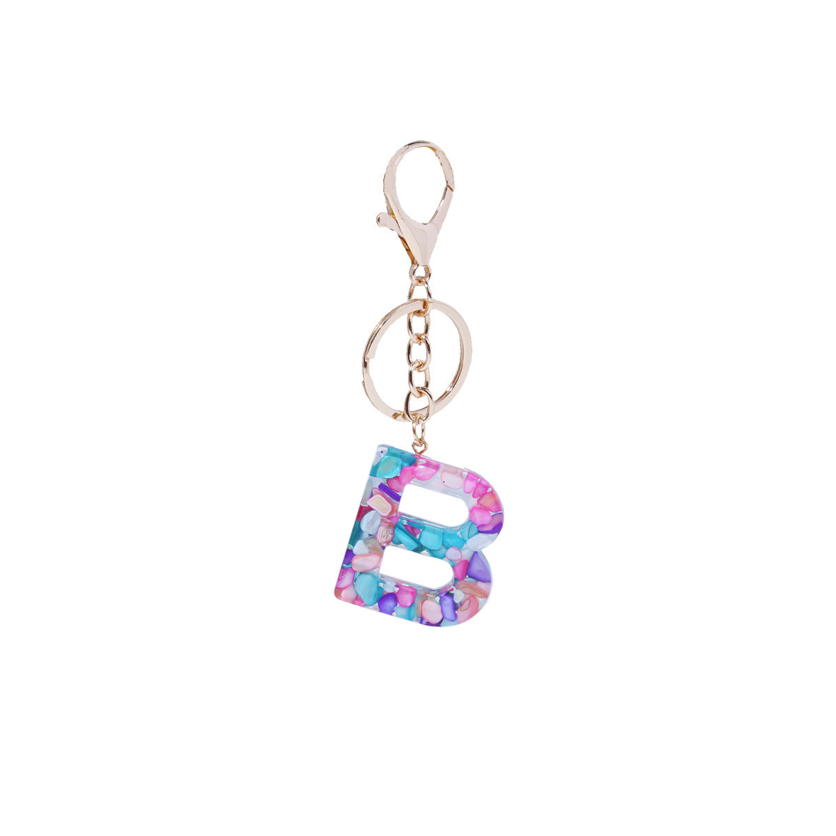 紫色樹脂字母鑰匙飾品－紫E款細節｜https://igowo.tw/