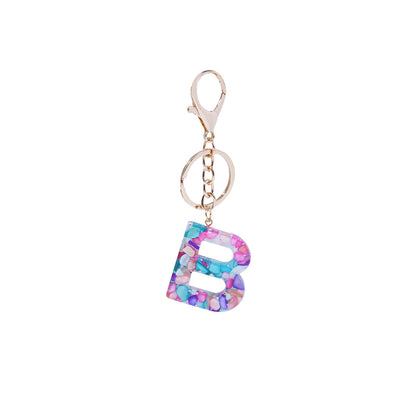 紫色樹脂字母鑰匙飾品－紫E款細節｜https://igowo.tw/