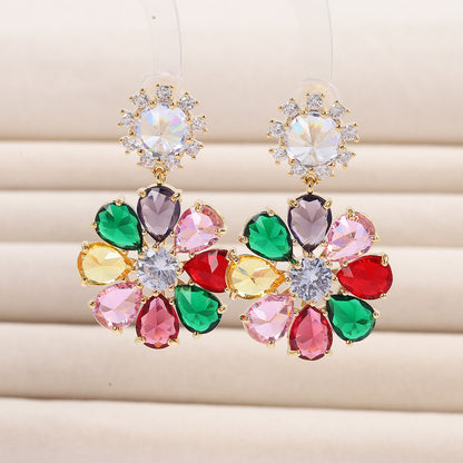 S925彩色花朵誇張耳環－商品主圖｜https://igowo.tw/