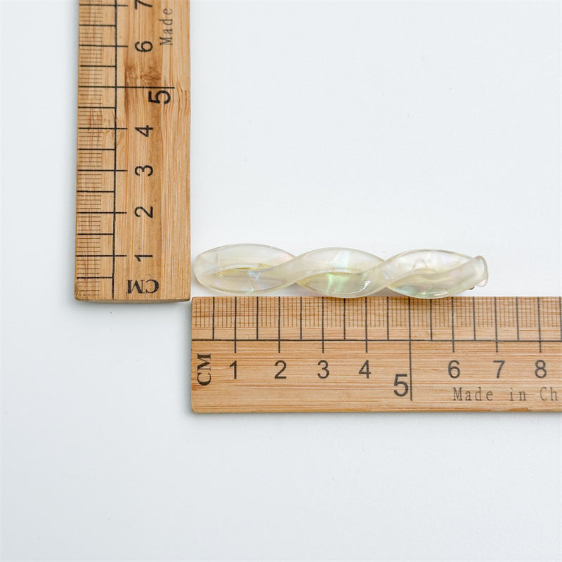 醋酸板材扭紋簡約髮夾－人魚白/一對款細節｜https://igowo.tw/
