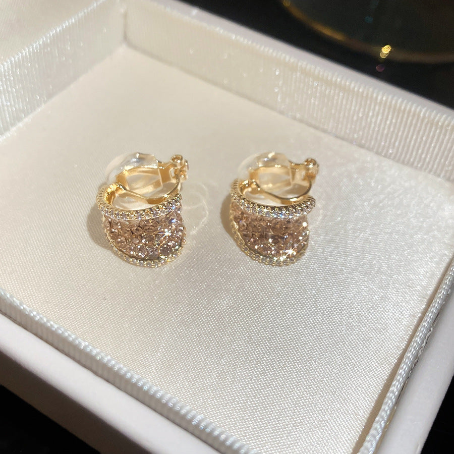 耳夾~18k真金電鍍鋯石鑲鉆水滴耳釘小眾高級感個性時尚氣質耳飾女