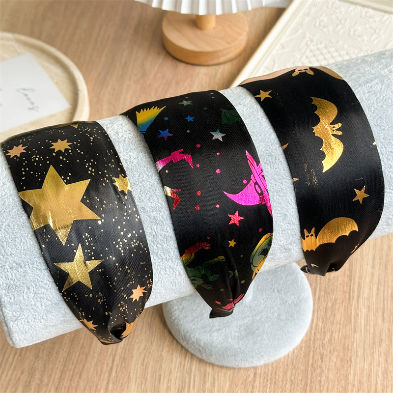 金色星星蝙蝠髮箍－寬版蝙蝠髮箍款實拍｜https://igowo.tw/