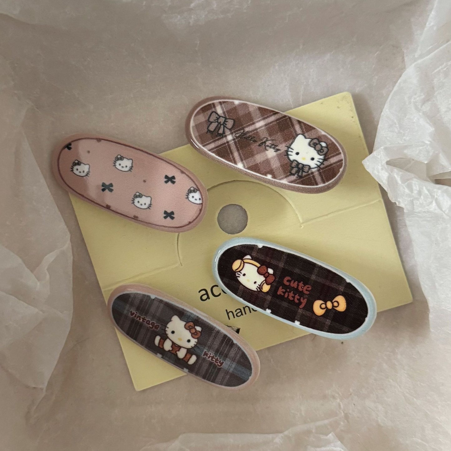 棕色貓咪橢圓簡約髮夾－商品主圖｜https://igowo.tw/