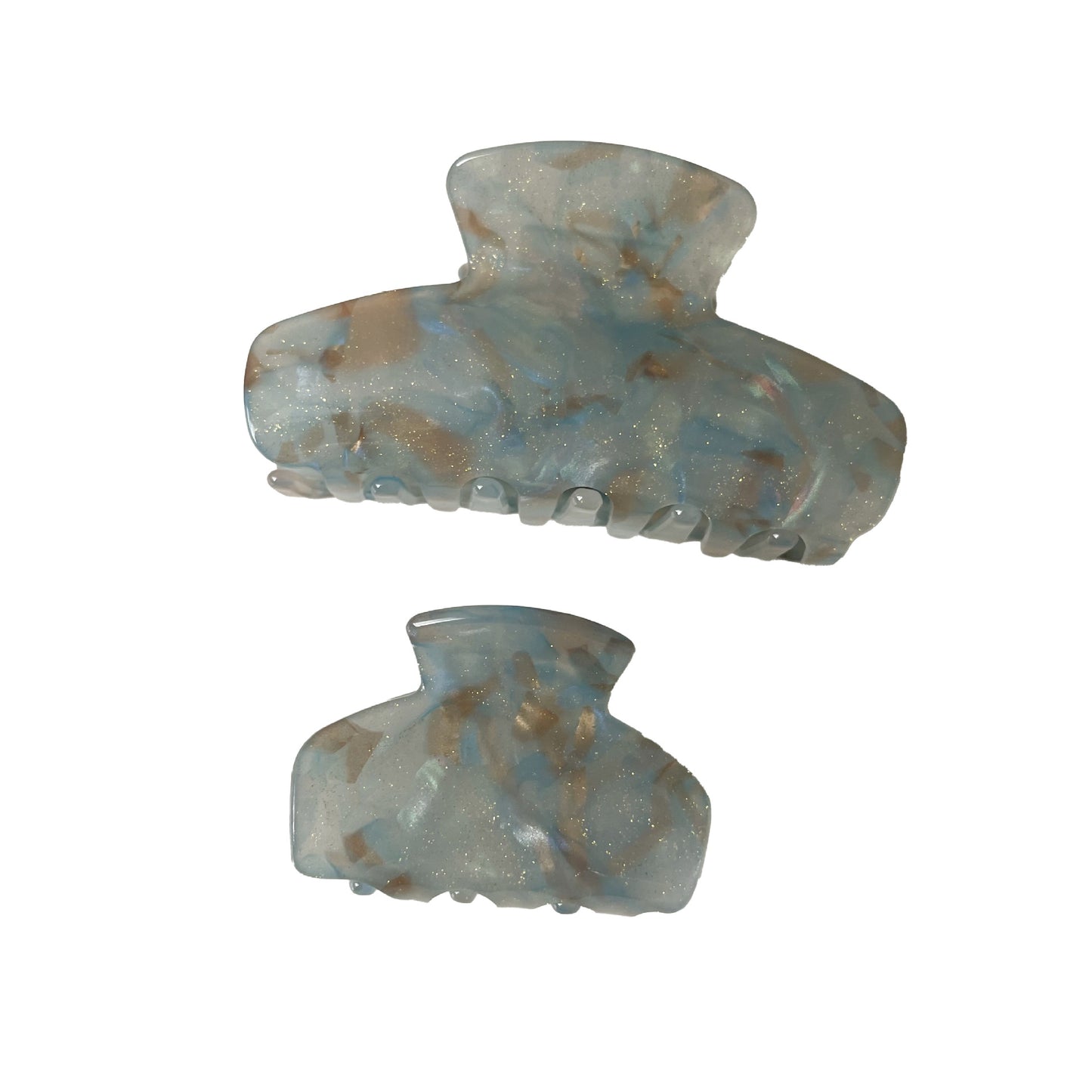 醋酸板材鯊魚夾－藍金-小號款細節｜https://igowo.tw/